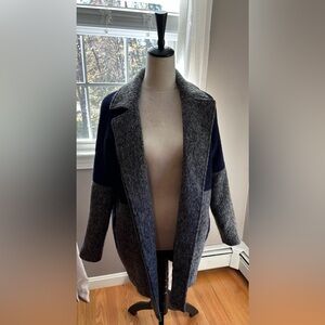 Topshop Wool Blend Asymetrical color block Coat